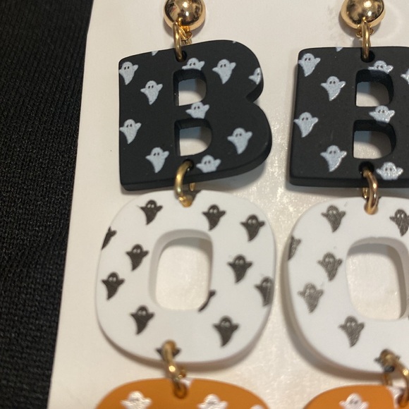 BOO Halloween Ghost Acrylic Drop Earrings - Picture 8 of 9